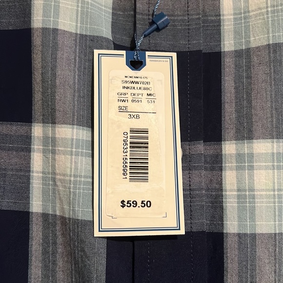 ROWM Light blue dark Blue plaid button down shirt. 3XB. Brand new with tags. - Picture 3 of 4